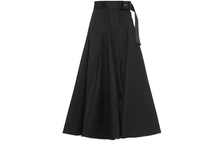 PRADA Casual Long Skirts Women's Black Moderate Long Pleated Skirt