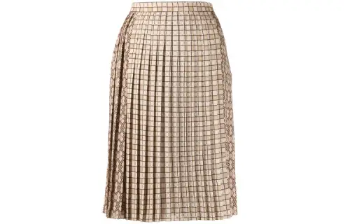 Burberry Contrast Pattern Pleated Skirt