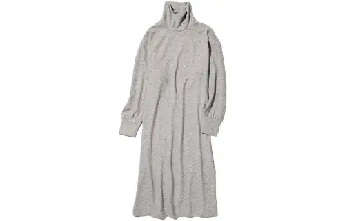 UNIQLO Long Sleeved Dresses Women's Gray Turtleneck Moderate Mid Length