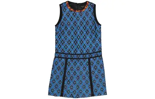 Burberry Sleeveless Dresses Women's Blue Crew Neck Moderate Short