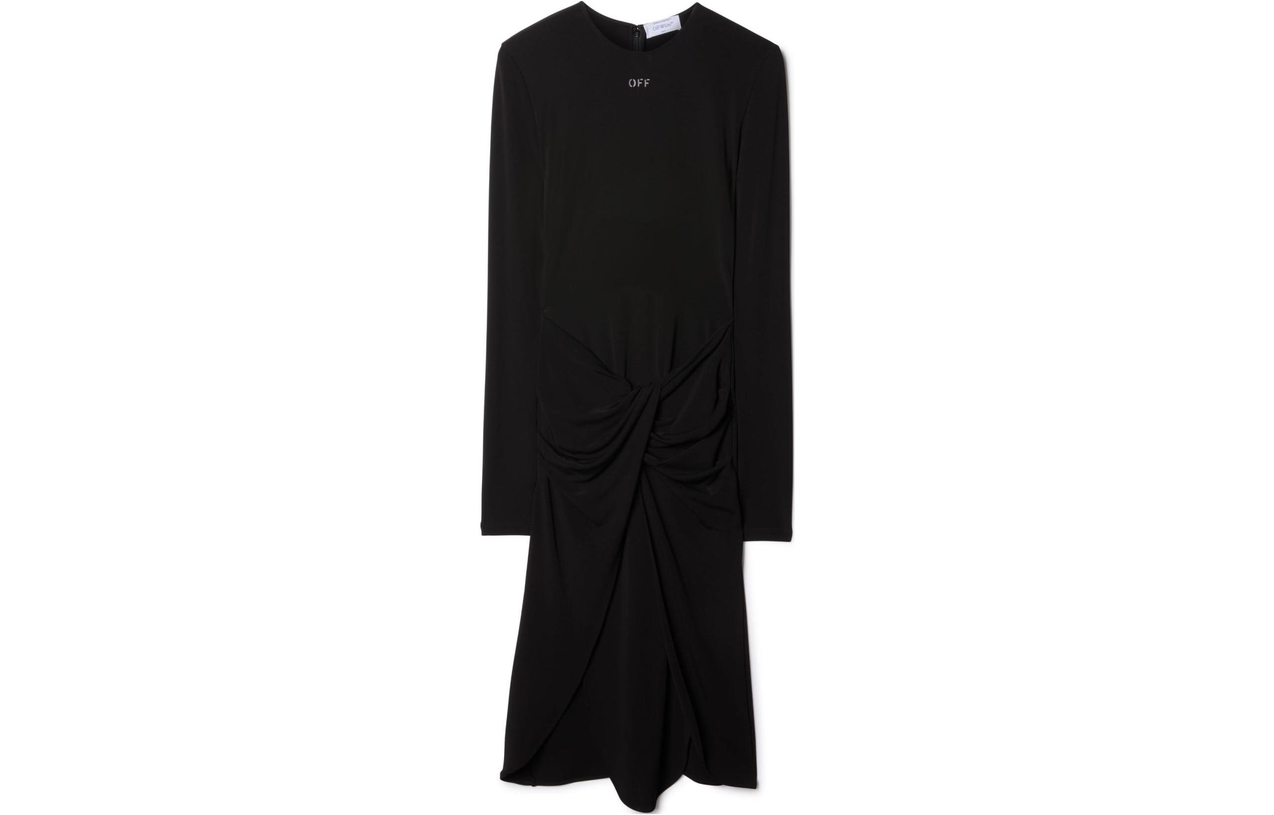 OFF WHITE Twist Detailed Long Sleeved Dress