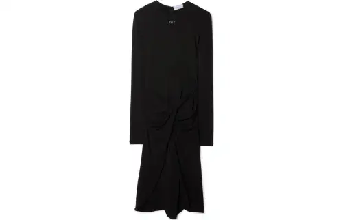 OFF WHITE Twist Detailed Long Sleeved Dress