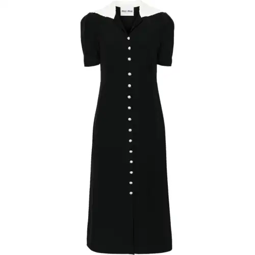 Miu Miu crystal-embellished crepe flared dress