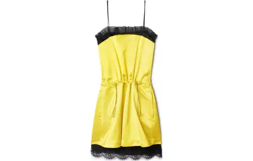 OFF-WHITE Lace-trim Duchess Satin Weave Minidress