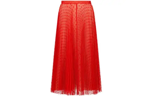 DIOR FW21 Pleated Long Skirt Women's Red
