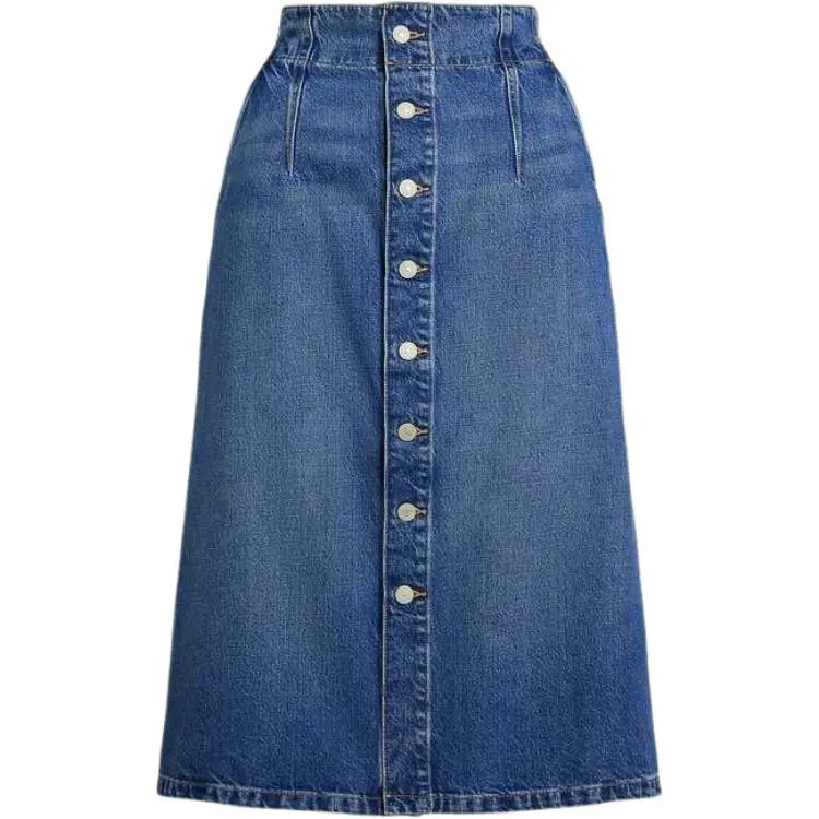 Polo Ralph Lauren SS25 Denim Long Skirt Women's Blue