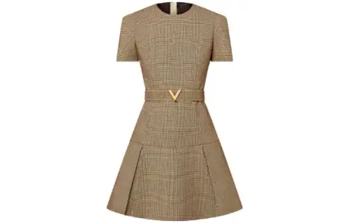 LOUIS VUITTON Short Sleeved Dress Women's Brown