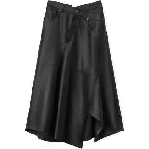 LOEWE SS24 Leather Long Skirt Women's Black