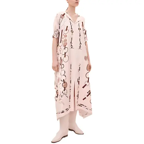 HERMES Short Sleeved Dress Women's Pink