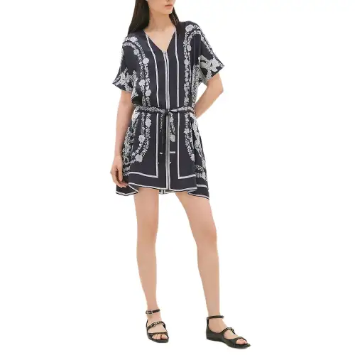 HERMES Short Sleeved Dress Women's Blue