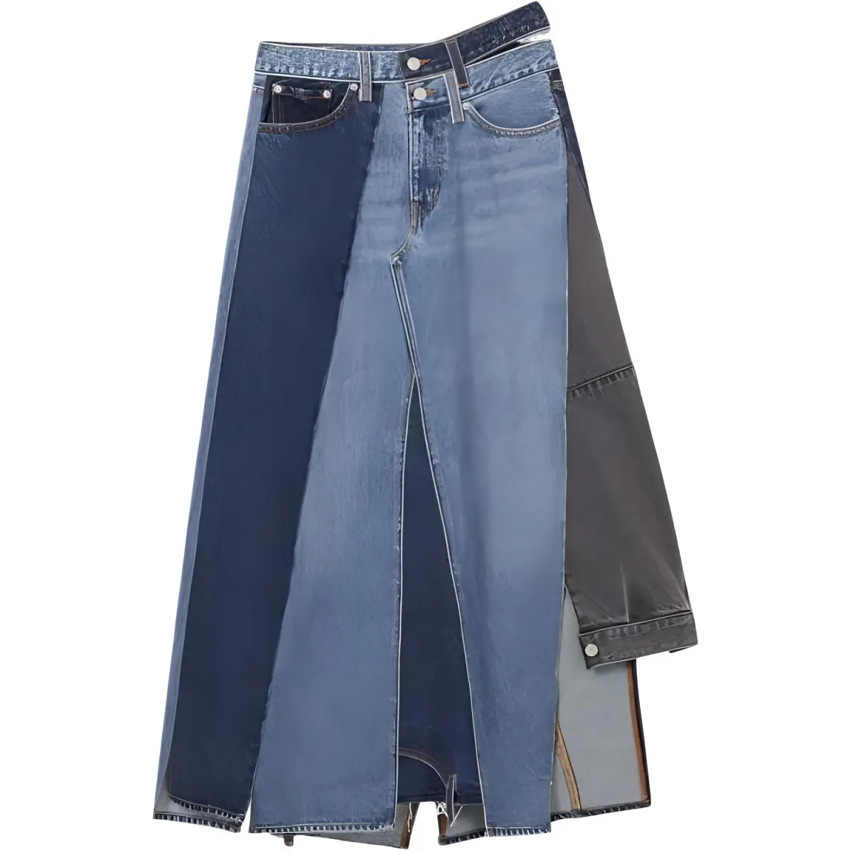 Levi's Denim Long Skirt Women's Medium Blue/Light Blue/Gray