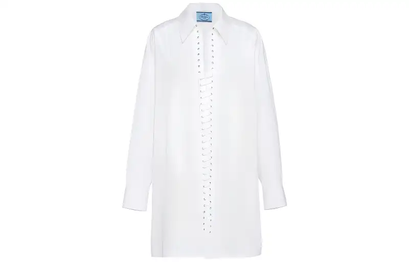 PRADA SS22 Long Sleeved Dress Women's White