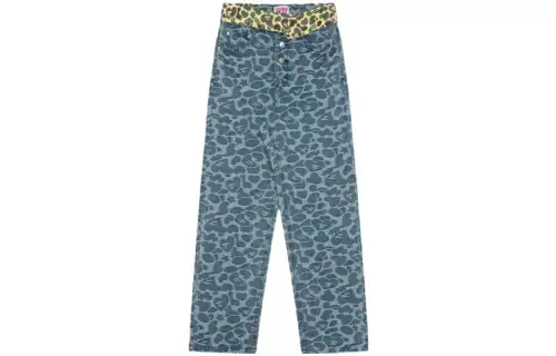 A BATHING APE Bape Jeans Women's Blue Moderate Straight Fit Pants