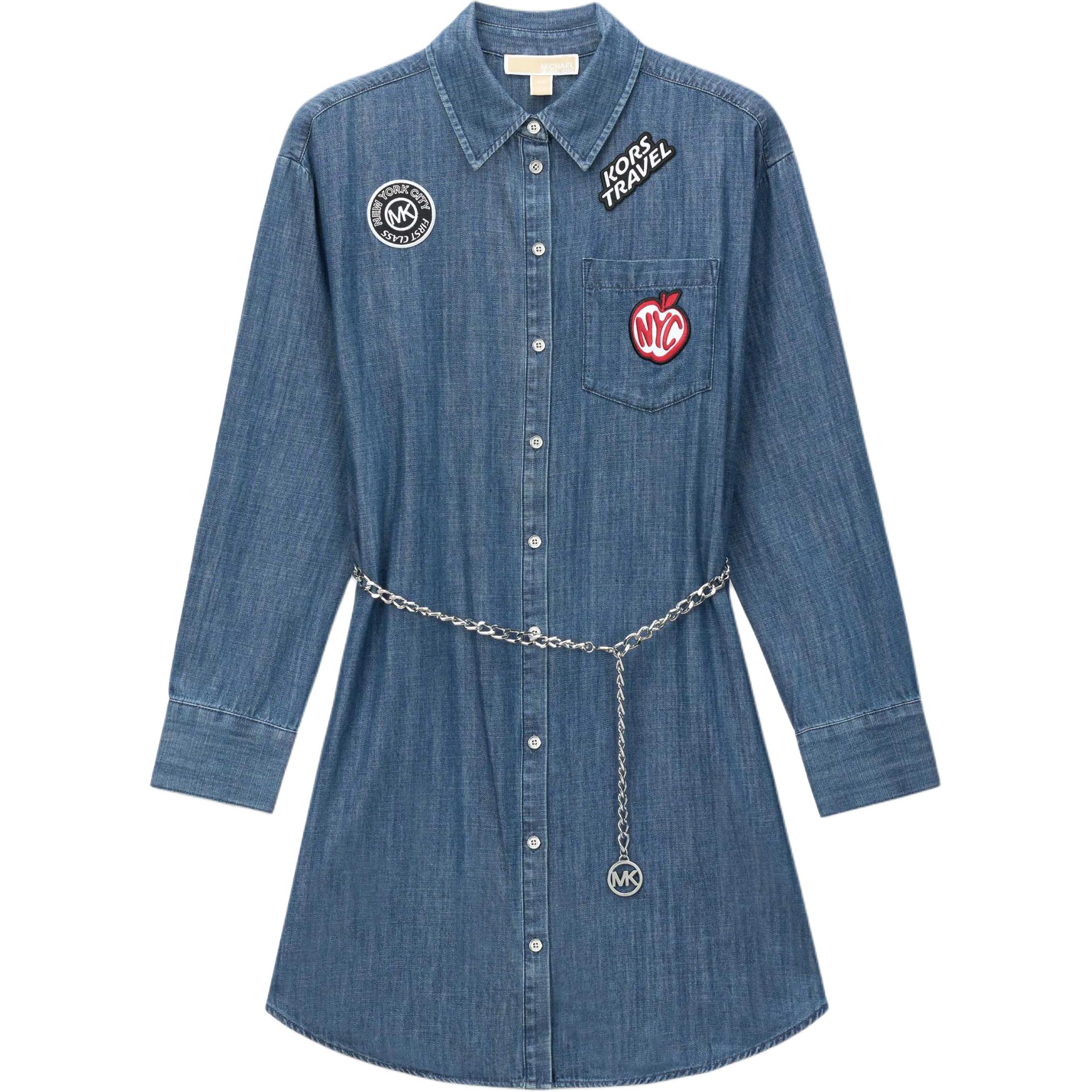 Женское платье MICHAEL KORS Denim Belted Dress (синее)