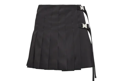 PRADA Casual Short Skirts Women's Black Moderate Short Pleated Skirt