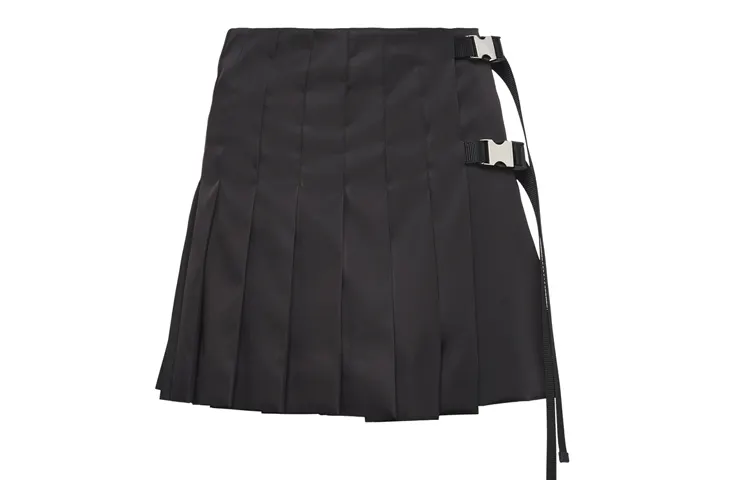 PRADA Casual Short Skirts Women's Black Moderate Short Pleated Skirt