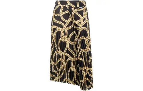 Vetements Casual Long Skirts Women's Black Mid Length Pleated Skirt