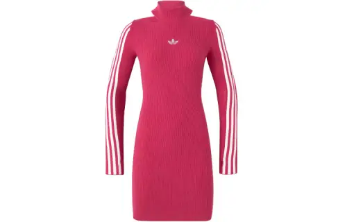 Adidas Originals Premium Knit Dress Long Sleeved Dress Women's Magenta