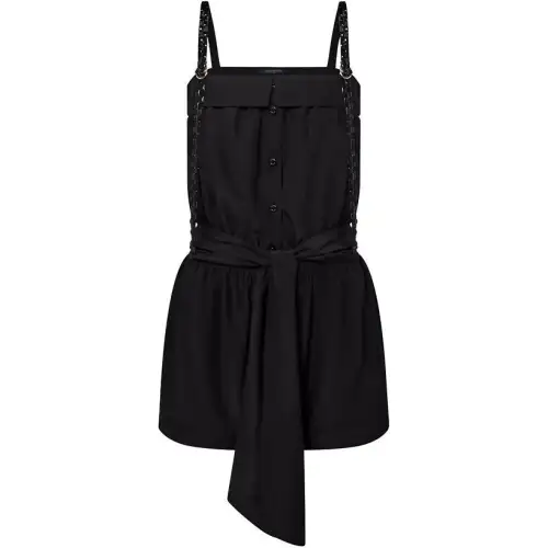 LOUIS VUITTON Damier Strap Silk Playsuit