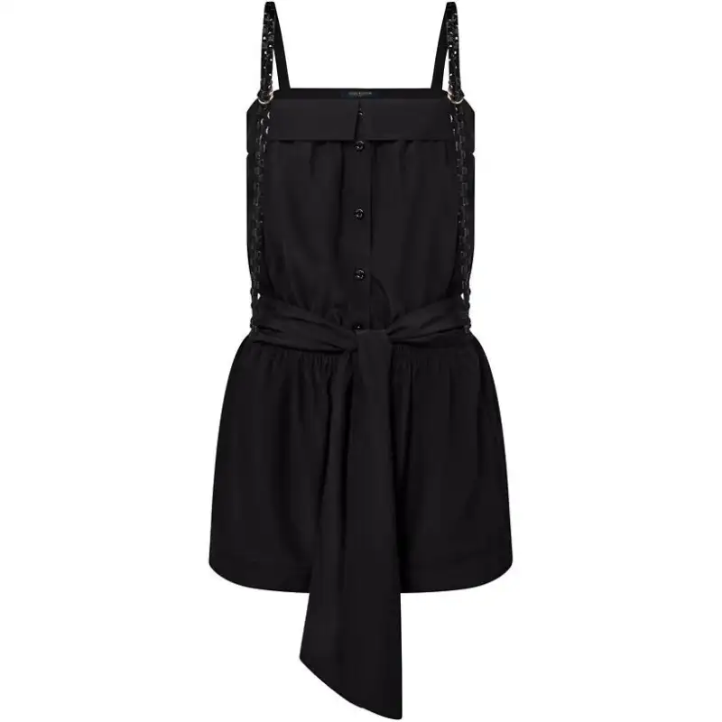 LOUIS VUITTON Damier Strap Silk Playsuit