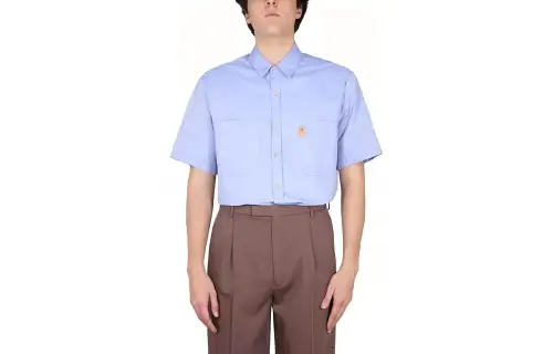 GUCCI Bear Motif Embroidered Short Sleeved Shirt