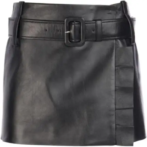PRADA Leather Short Skirts Women's Black