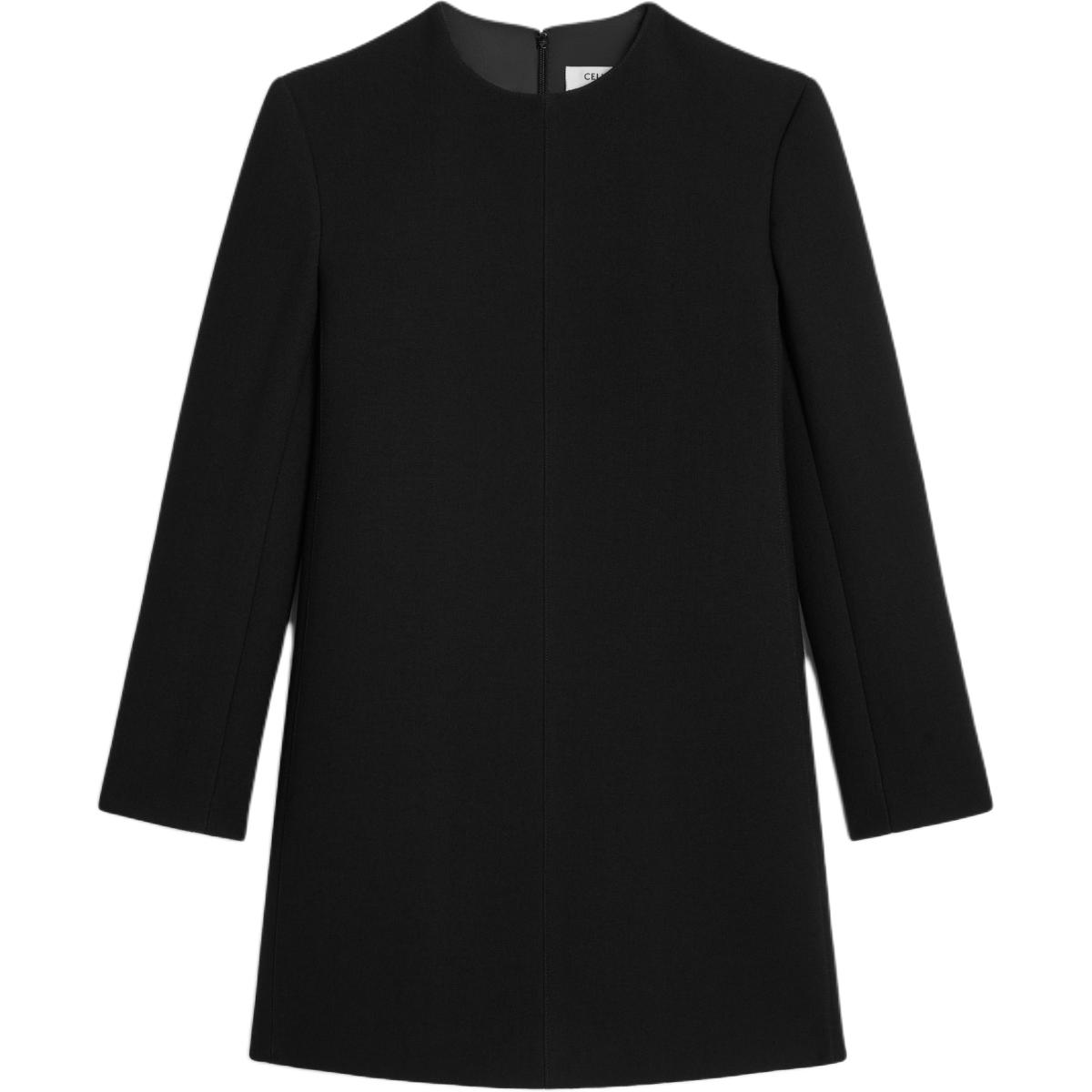 CELINE Mini Trapeze Dress In Double Faced Wool Crepe