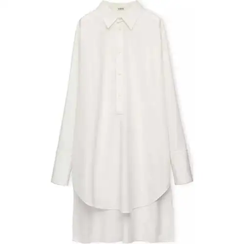 LOEWE Deconstructed Cotton Shirt Dress Optic White