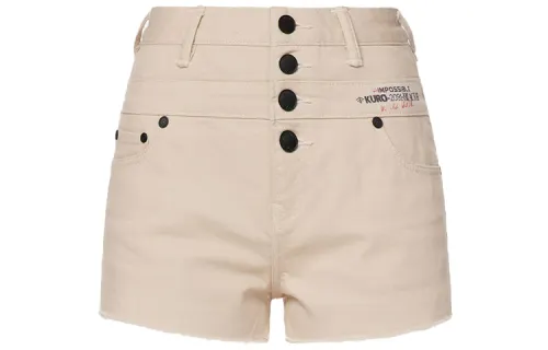 EVISU Denim Shorts Women's Light Apricot Moderate Slim Fit Pants