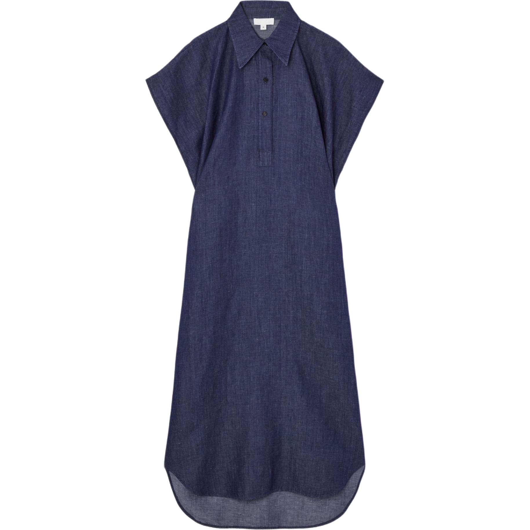 COS Solid color comfortable indigo short sleeve dress