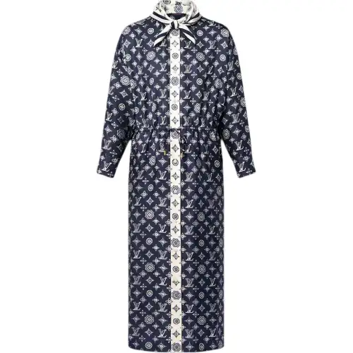 Lv Monogram Silk Dress