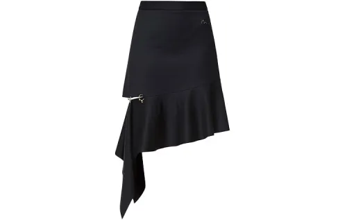EVISU Casual Long Skirts Women's Black Moderate Mid Length Patchwork Style