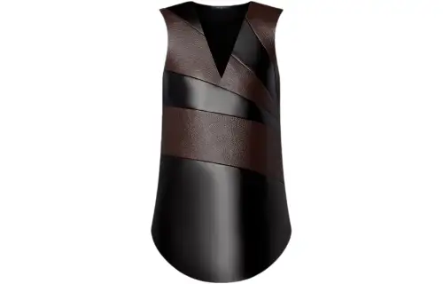 LOUIS VUITTON Leather Insert V-Neck Dress
