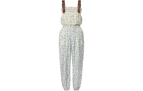 LOUIS VUITTON Floral Print Leather Strap Jumpsuit