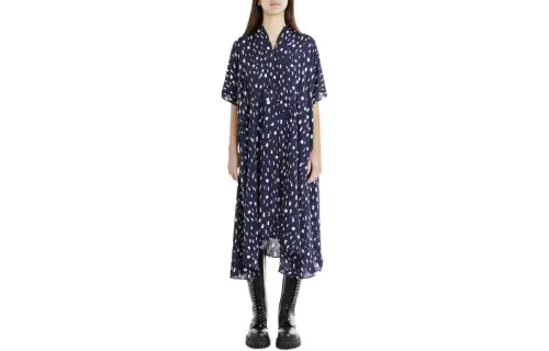 Balenciaga Short Sleeved Dress, Regular Fit Women's Marine Blue