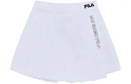 FILA FUSION Fila Fashion Brand Solid Color Letter Logo Woven Pleated Comfortable Casual Skirt Women's Standard White