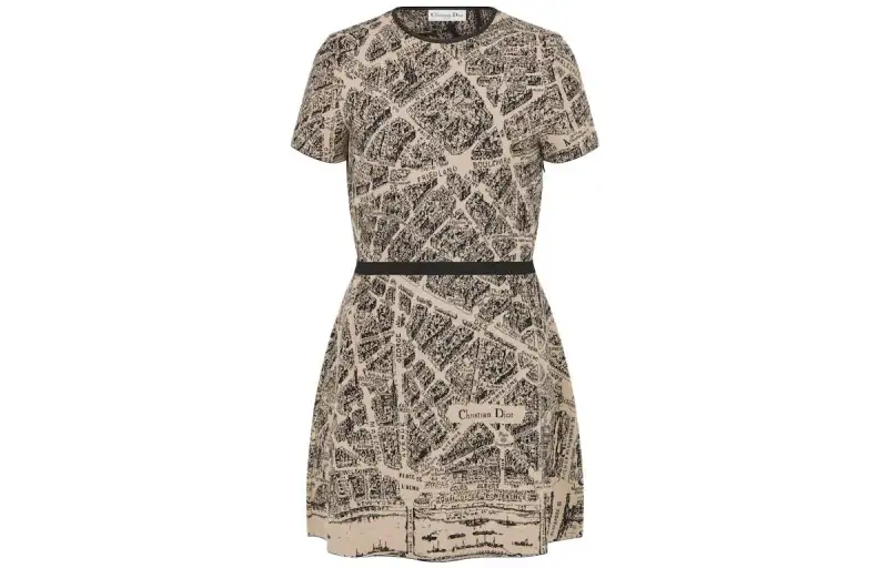 DIOR SS23 Short Sleeved Dress Women's Brown