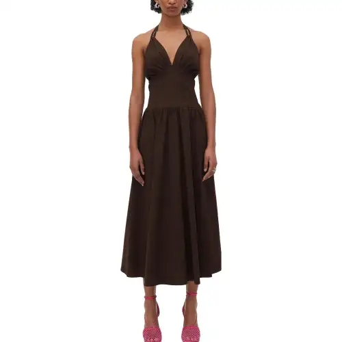 Bottega Veneta SS23 Sleeveless Dress Women's Brown