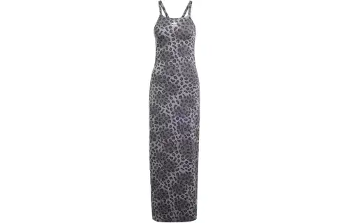 Adidas Originals Leopard Luxe 3 Stripes Maxi Dress Slip Dress Women's Black