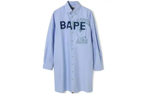 A BATHING APE Long Sleeved Dresses Women's Shirt Collar Mid Length