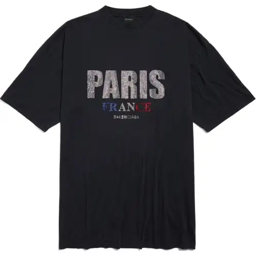 Balenciaga Logo Embellished Mockneck T-Shirt