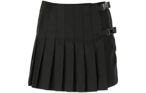 PRADA Casual Short Skirts Women's Black Moderate Short Pleated Skirt