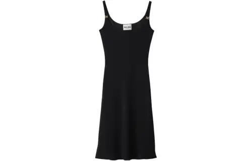 Miu Miu Cady logo-plaque midi dress