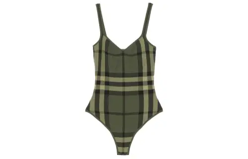 Burberry Kiela Check One Piece Swimsuit 'Military Green'