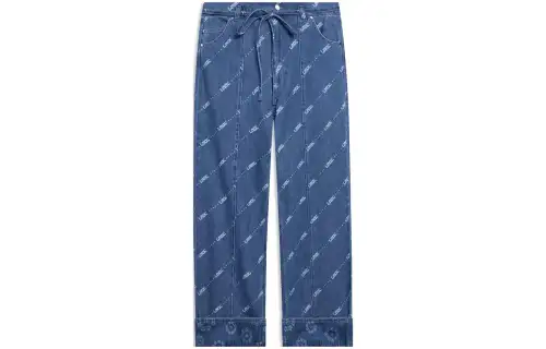 Li Ning Jeans Women's Light Blue Denim Moderate Straight Fit Pants