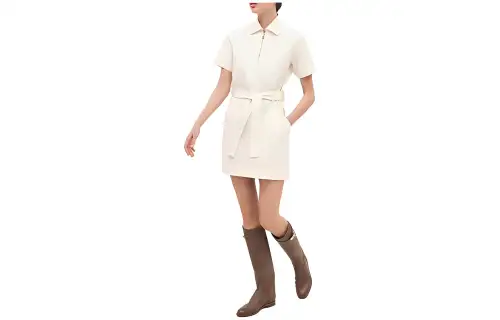 HERMES SS23 Short Sleeved Dress Women's White