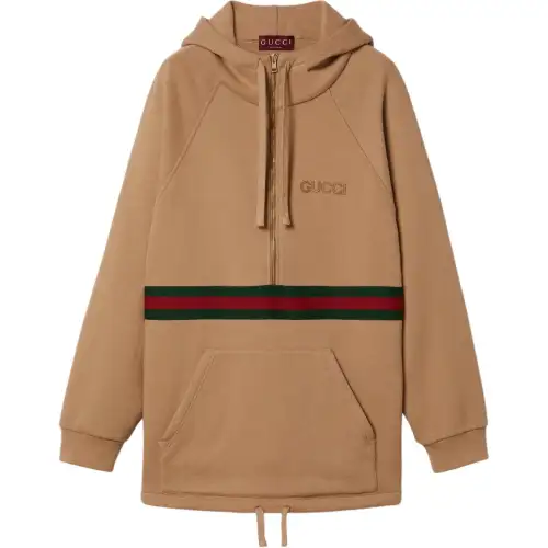 GUCCI Jersey Quarter Zip Drawstring Sweatshirt Dress