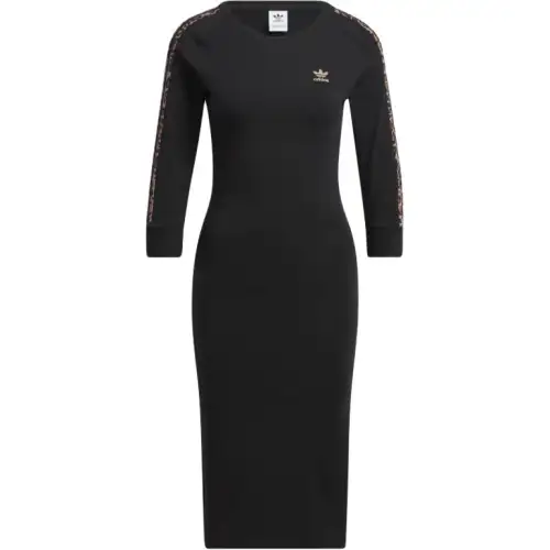 Adidas Originals Long Sleeved Dresses Women's Black Crew Neck Moderate Mid Length