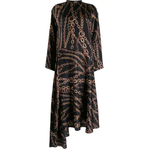Balenciaga Chains Typo Asymmetric Dress