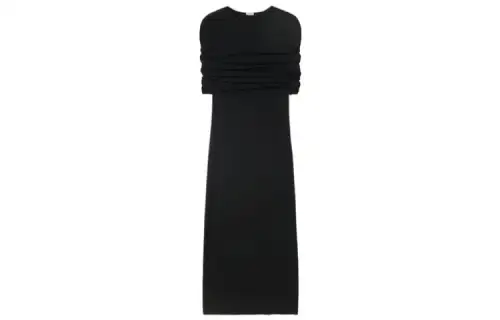 LOEWE Short Sleeved Dresses Women's Black Crew Neck Moderate Mid Length